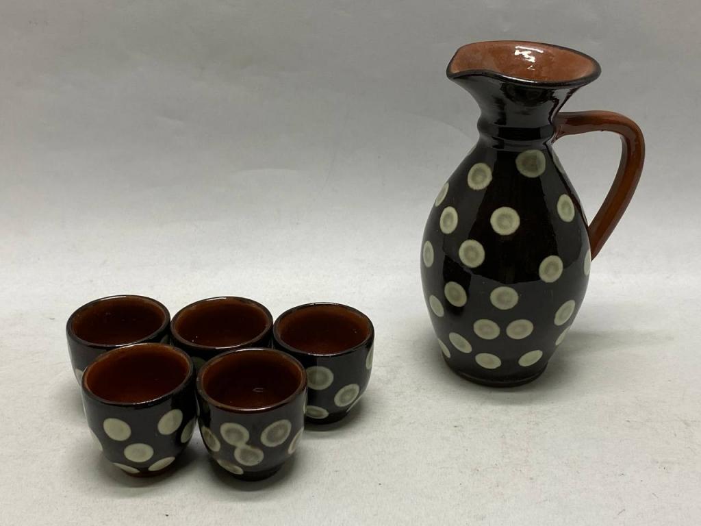 Кувшин и 5 стопок керамика, Болгария времен СССР