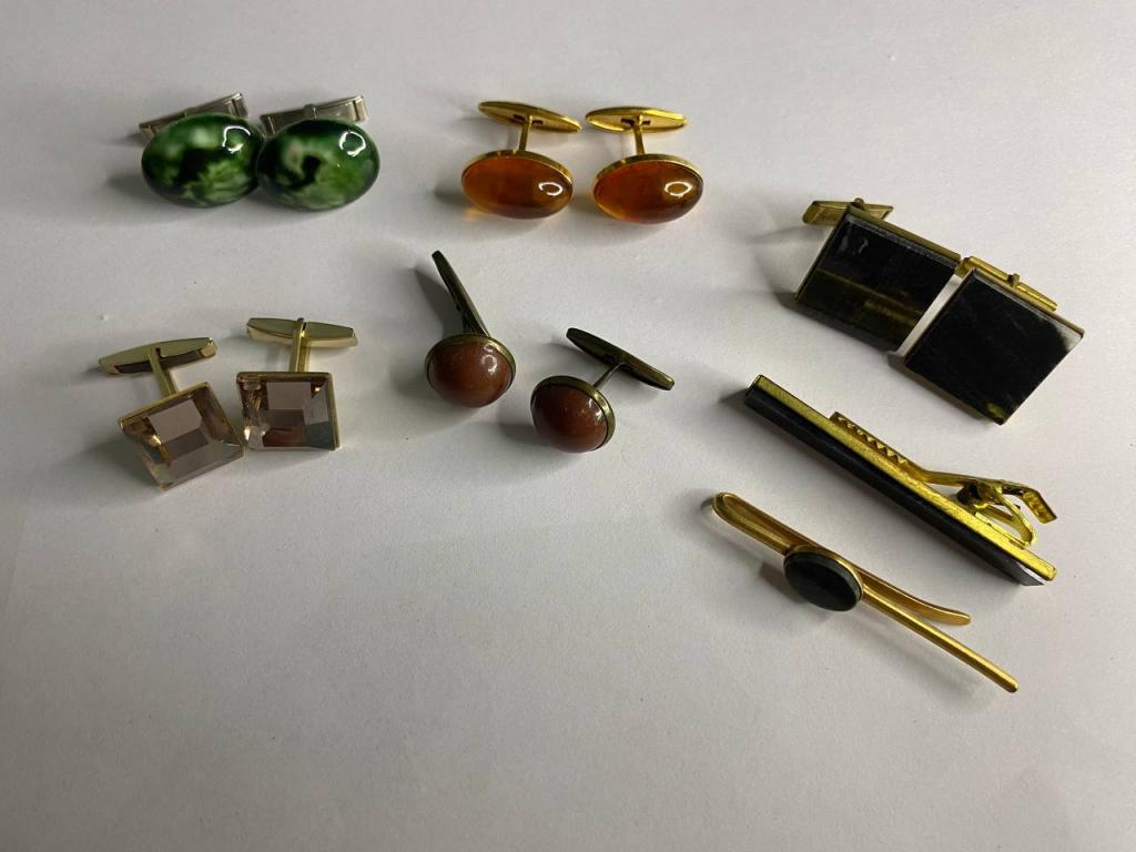 Запонки 5 пар мужские СССР и зажим для галстука 2 шт