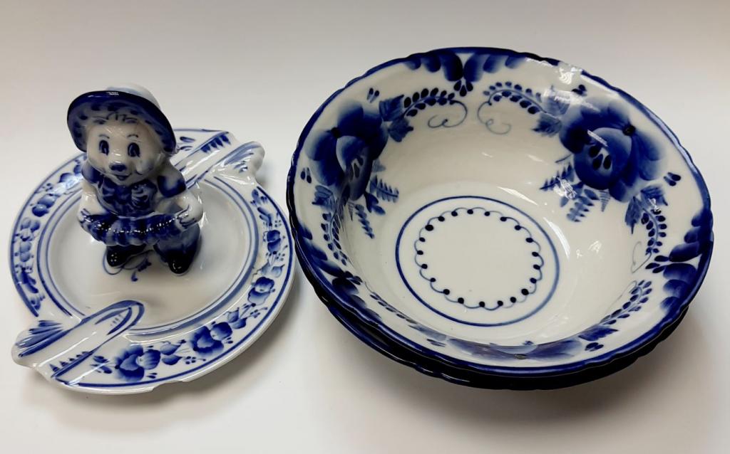 Набор изделий "Гжель" с дефектами, 4 предмета