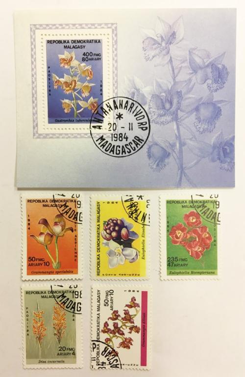 Набор из 5 марок + 1 блока, Мадагаскар, Гашёные, III Θ (сост. на фото) 