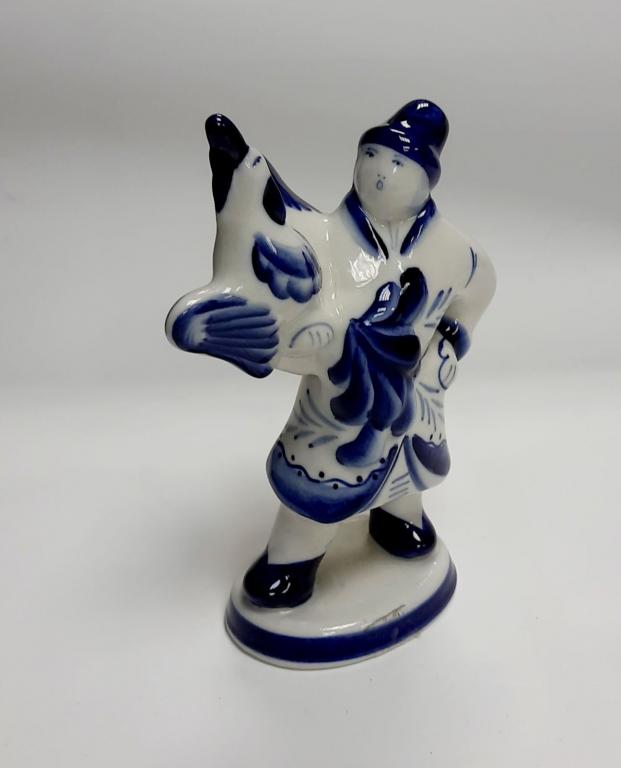 Фарфоровый сувенир "Жар птица", гжель.