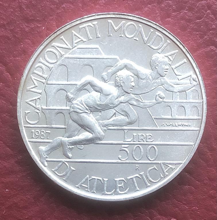 Италия 500 лир 1987 - чемпионат мира - легкая атлетика - серебро