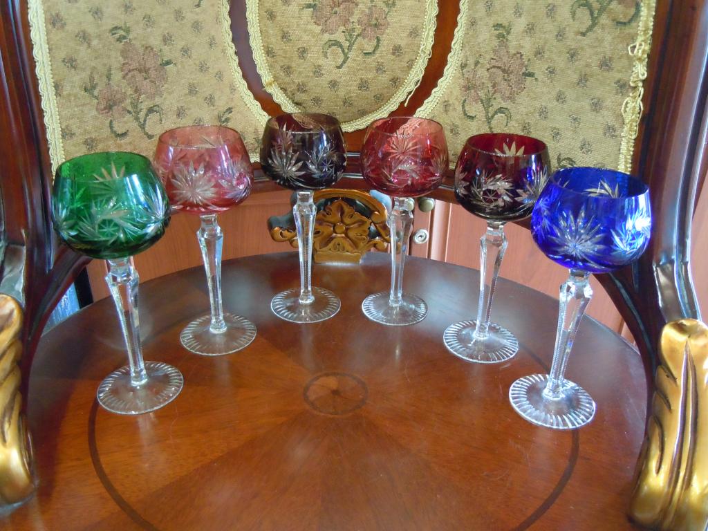 Бокалы цветной хрусталь Германия, 1960гг, комплект 6 шт