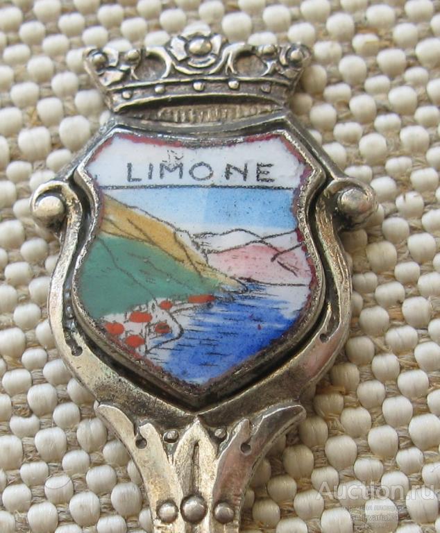 LIMONE  ,ложечка с гербом города, серебро 800 проба, 102мм, 7,9грамма.