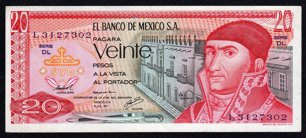 Мексика 20 песо 1977 год...XF+