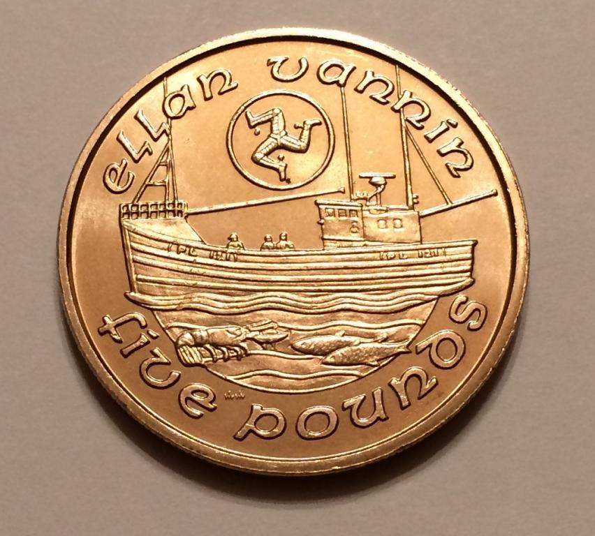 ОСТРОВ МЭН 5 ФУНТОВ 1992 РЫБОЛОВНЫЙ КОРАБЛЬ ВИРЕНИУМ (1)