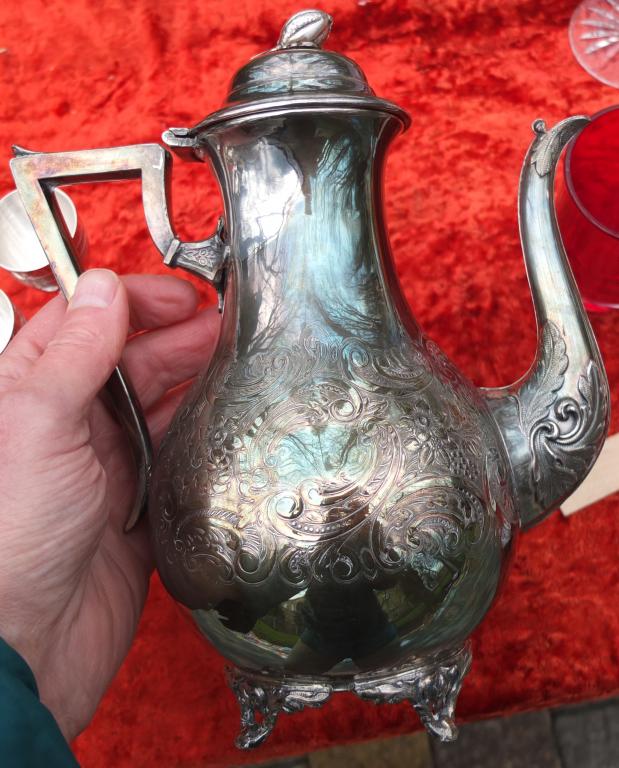кофейник мельхиор, серебрение, Европа, старый