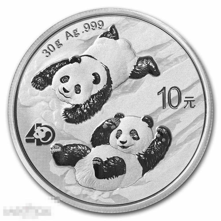 Юбилейная !!! 2022 Китай 40 лет Панда серебро 999 30 грамм СЕРТИФИКАТ !!!