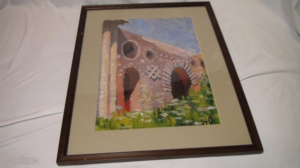 Шутихин И.Ф Фрагмент замка 1973 ,рама 46,5х36,5см, оргалит