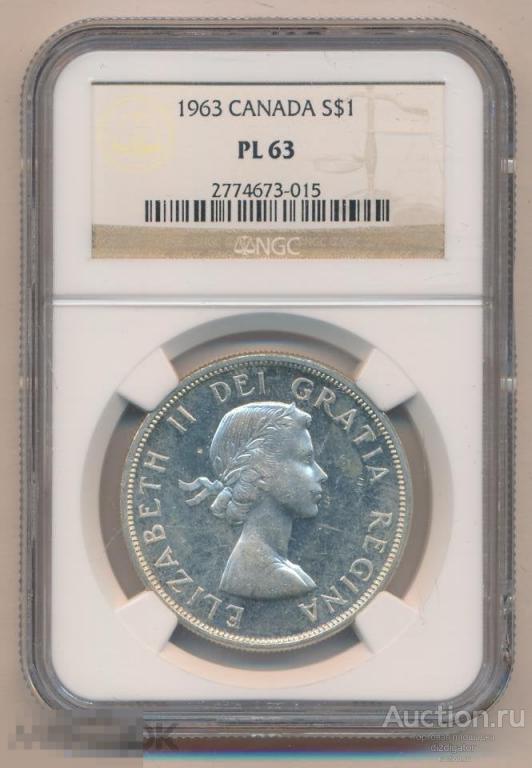 1 доллар. Канада Slab NGC PL 63 1963 Слаб