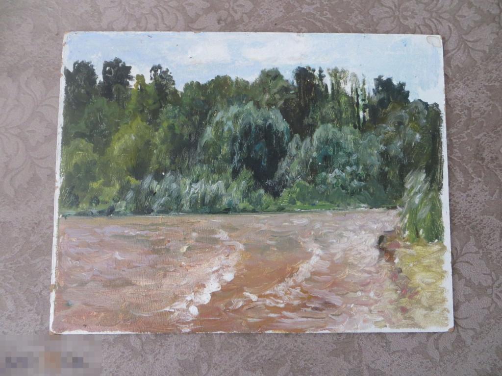 Картина пейзаж, масло, картон. ссср. 1974г. Белов В И. Заслуженный художник