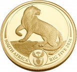 ЮАР. 50 Рандов 2026 г. Золото. 7.78 г*0.9999 0.25 oz. Большая Пятерка! Леопард! СЛАБ ННР PF 70!