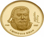 Монголия. 10 000 Тугриков 2002 г. Золото. 31.104 г*0.9999 1.0 oz. Чингисхан! СЛАБ NGC PF 70!