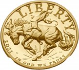 США. 100 Долларов 2021 г. Золото 31.108 г*0.9999 1.0 oz. Высокий Рельеф! СЛАБ NGC PF 70 ULTRA CAMEO!