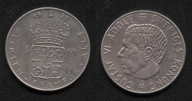 (731) Швеция 1 крона 1973 г.