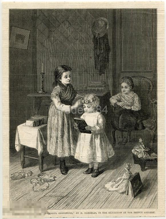 1869 год LNews 1 девочки книга венок кукла художник Dargelas
