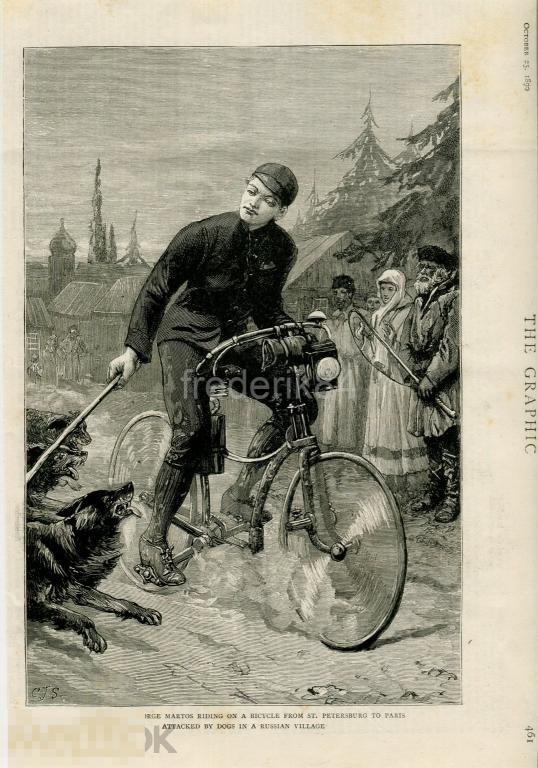 1890 год Graphic Россия велосипед велосипедист путешествие собака деревня поручик Мартос
