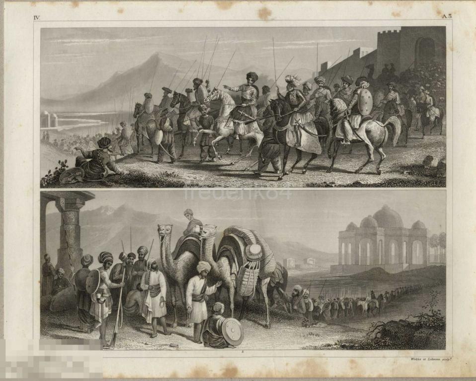 1849 ATLAS Индия раджа армия верблюд архитектура