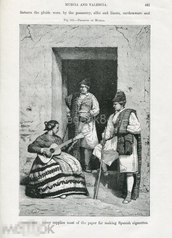 1881 год А Реклю мода костюм европа испания мурсия гитара