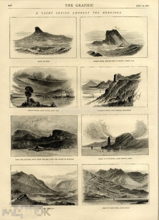 1872 год Graphic англия шотландия Гебридские острова горы пейзаж