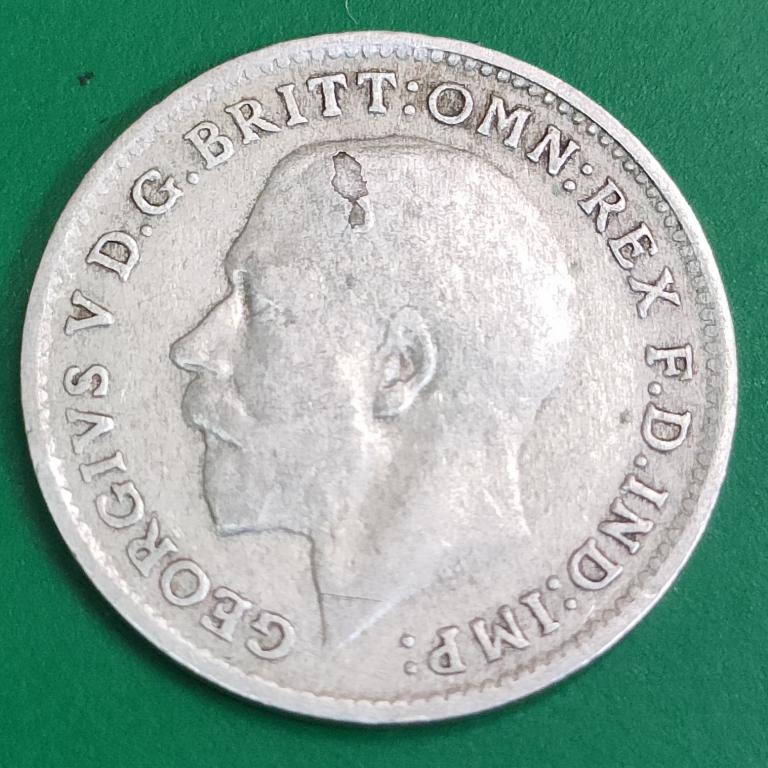 3 пенса 1920 года. Англия. ГеоргV. серебро. отличное состояние! для коллекции.