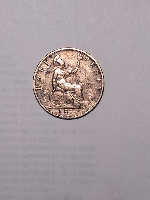 Великобритания 1/2 пенни 1877 год. Виктория.