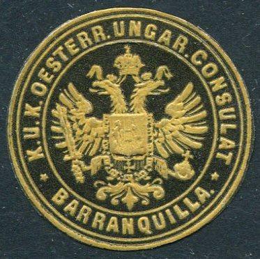 Австро-Венгрия - Колумбия Барранкилья австро-венгерское консульство Barranquilla почтовая облатка