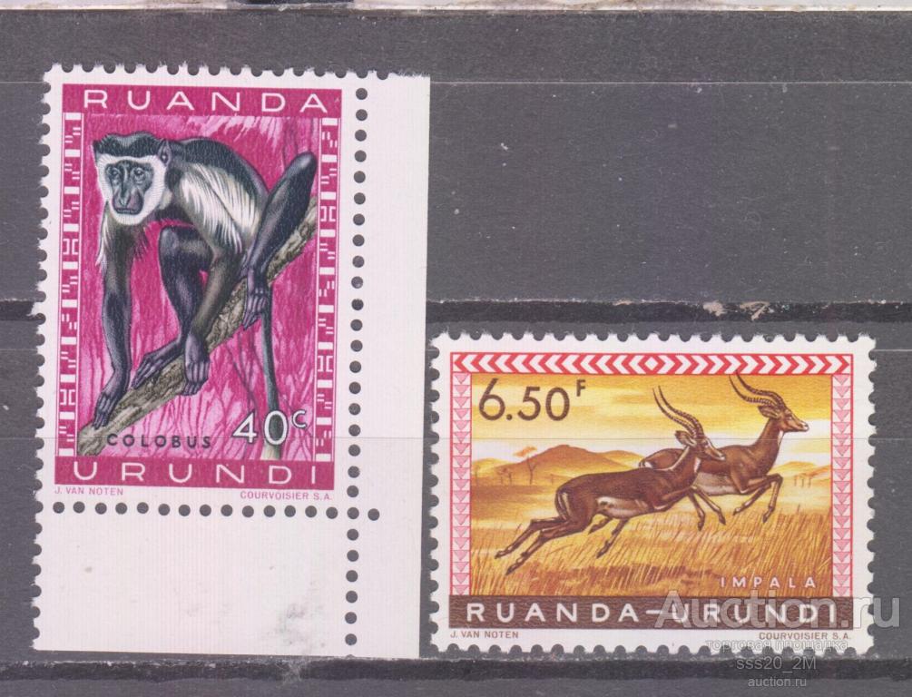 Руанда-Урунди 1959 фауна Mi163,170 MNH